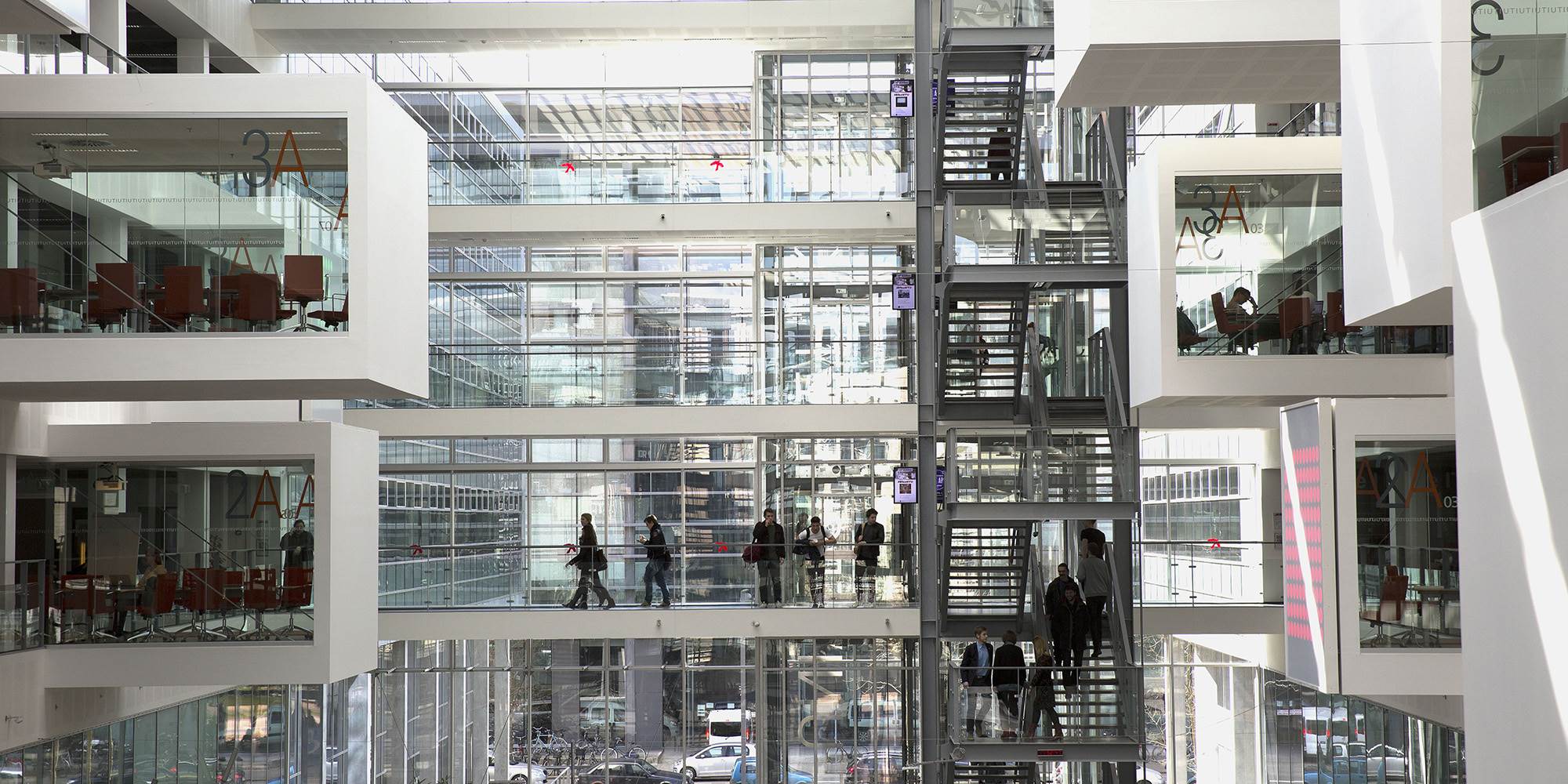 Atrium and skyboxes, side view