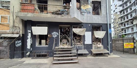 Bombed cafe in Kharkiv