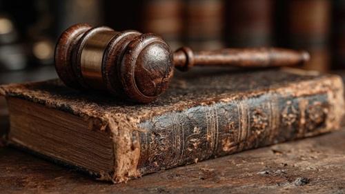 Book with af judge's hammer on top